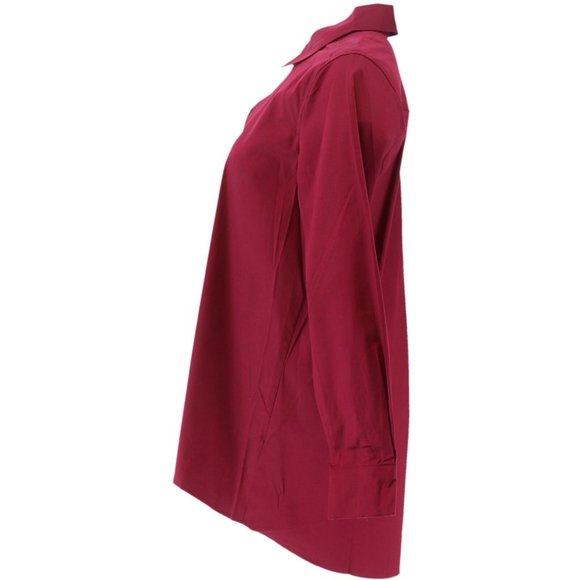 NWT SUSAN GRAVER STRETCH COTTON BUTTON FRONT SHIRT PLACKET BURGUNDY‎ 6 - Picture 2 of 9